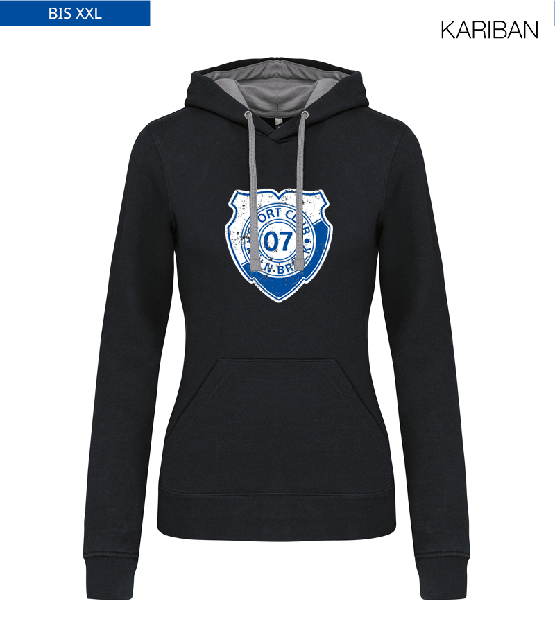 Kariban Damen Hoodie Black Fine Grey "Uwe Frontprint"